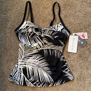 Athleta Retro palm swim tankini top sz 34 D/DD NWOT